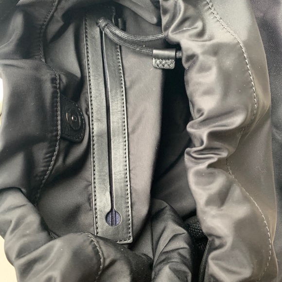 Cole Haan Black Nylon Leather Drawstring Hobo Bag - Picture 7 of 7